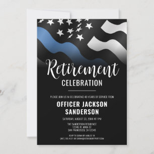 Invitation Retraite de la police Ligne Bleue Mince Applicatio