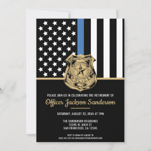 Invitation Retraite de police ligne bleue mince police