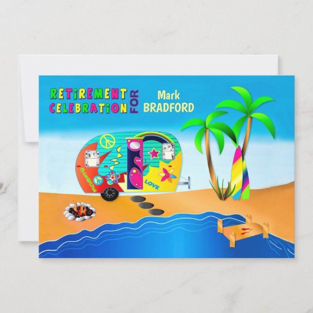 Invitation Retraite des hippies amusantes et colorées (Devant)