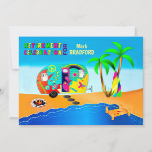 Invitation Retraite des hippies amusantes et colorées