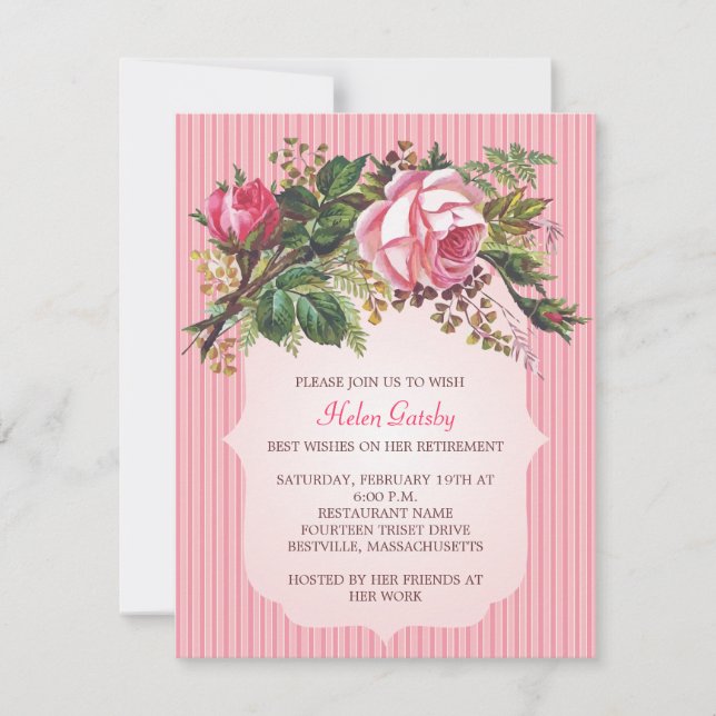Invitation Retraite des Roses Vintages Formel (Devant)