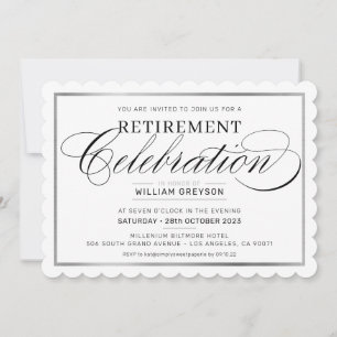 Invitation RETRAITE DÎNER noir argent moderne