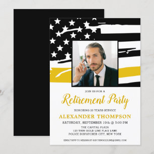 Invitation Retraite du répartiteur - drapeau d'or photo perso