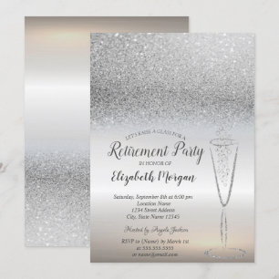 Invitation Retraite élégante avec bokeh de paillettes d'argen