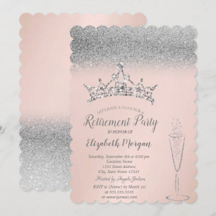 Invitation Retraite en verre Tiara Parties scintillant en arg