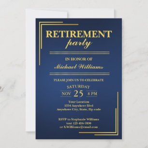 Invitation Retraite Entreprise Élégant Bleu Or