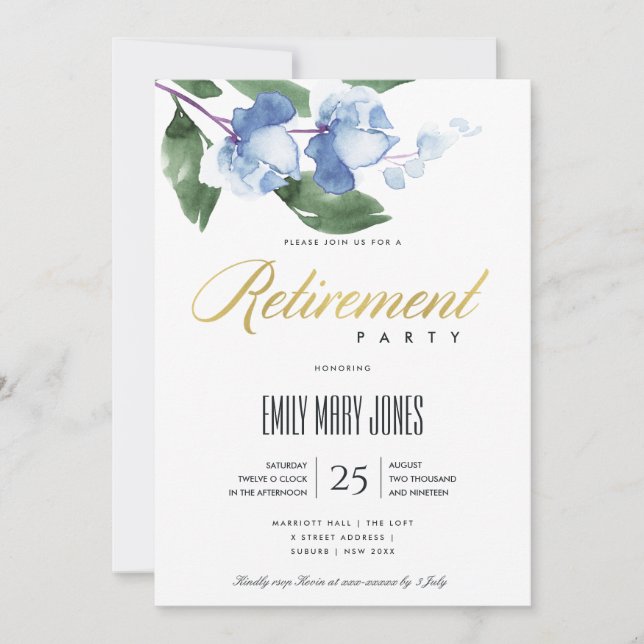 INVITATION RETRAITE FLORALE DE L'EAU VERTE BLEUE LAVÉE À L'EN (Devant)