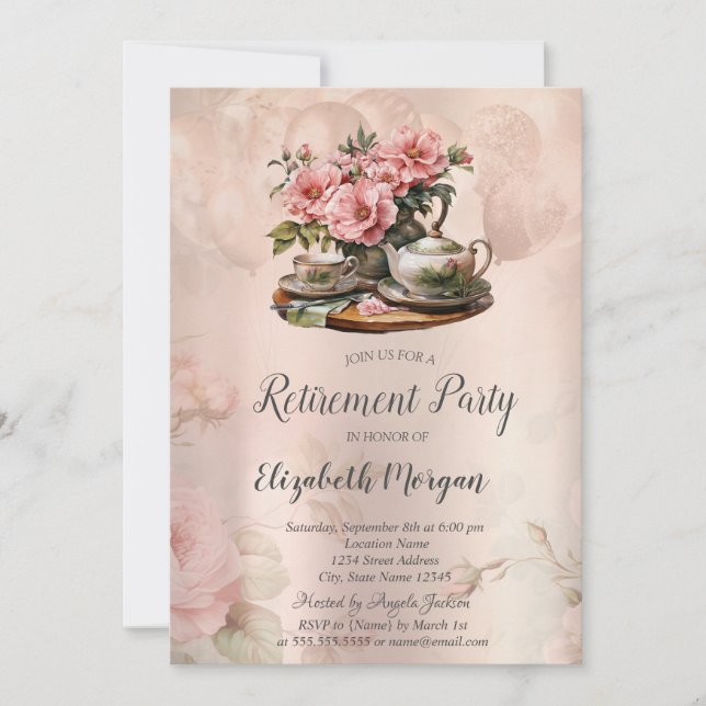Invitation Retraite florale vintage (Devant)