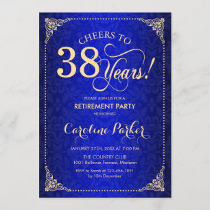 Invitation Retraite - Gold Blue Damask