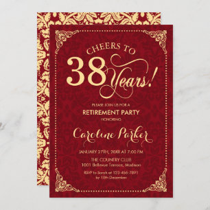 Invitation Retraite - Gold Red Damask