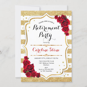 Invitation Retraite - Gold White Stripes Rose