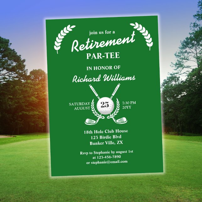 Invitation Retraite Golf Clubs Wreath Fête à thème (Créateur téléchargé)