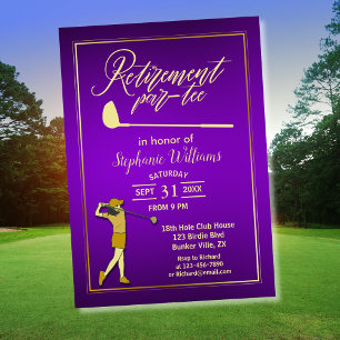 Invitation Retraite Golf Party Classique Violet Golden Woman