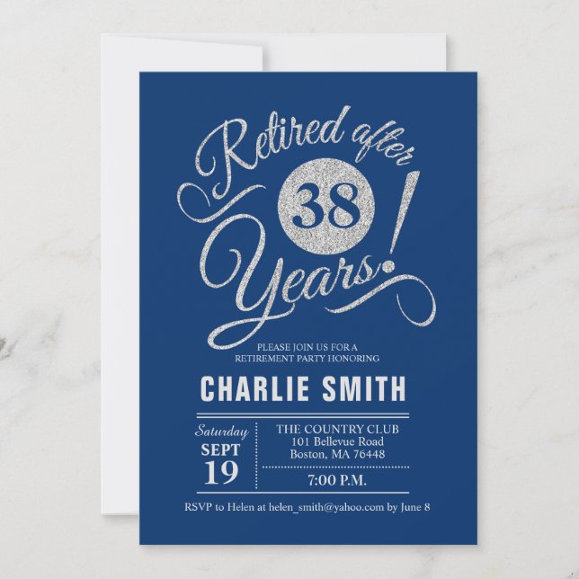Invitation Retraite - Marine Blue Silver (Devant)