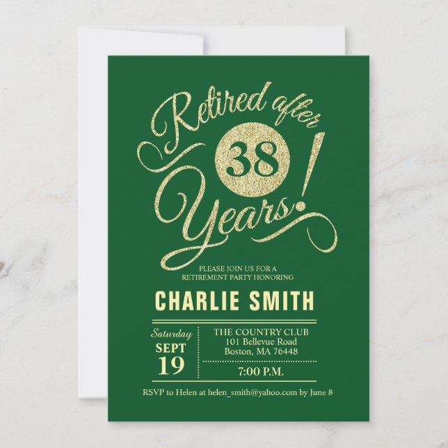 Invitation Retraite - Or Vert foncé (Devant)