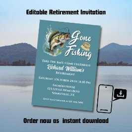 Invitation Retraite Parti Pêcher Gros Poisson Pêcheur Retrait