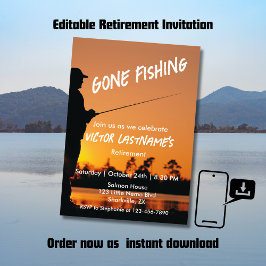Invitation Retraite Pêche Coucher du soleil Retraité Pêcheur
