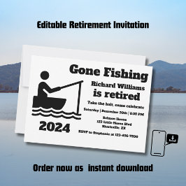 Invitation Retraité Pêche Moderne Minimaliste Retraite