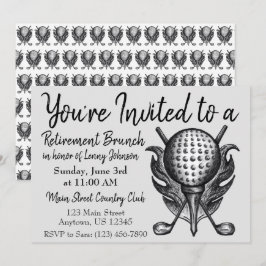 Invitation Retraite Petit Déjeuner Brunch Golf Ball Clubs Tee
