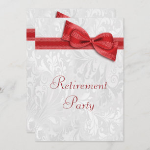 Invitation Retraite Red Damask et Faux Bow