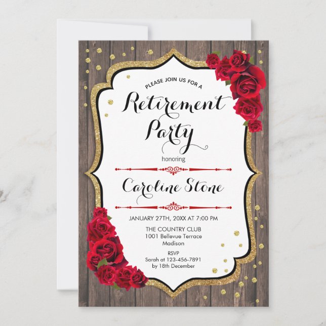 Invitation Retraite - Red Roses Wood (Devant)