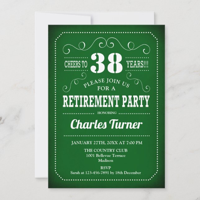 Invitation Retraite - Retro Green White (Devant)