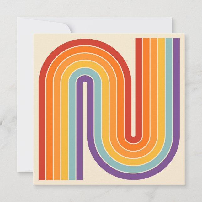 Invitation Retro 1970s Style Arched Stripes Geometric Pattern (Devant)