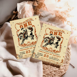 Invitation Retro 1st Rodeo Western Cowboy Anniversaire