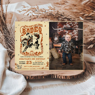 Invitation Retro 2e Rodeo Western Cowboy photo d'anniversaire