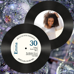 Invitation Retro 30e anniversaire Photo Faux Vinyl Record Mus