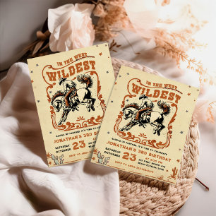 Invitation Retro 3ème Rodeo Western Cowboy Anniversaire