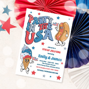 Invitation Retro 4 juillet Party Aux USA BBQ Party