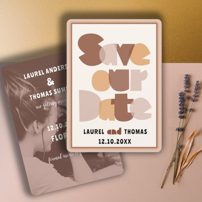 Invitation Retro 70's Calligraphy Terracotta Enregistrer la d (Créateur téléchargé)