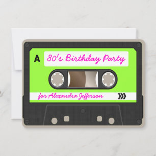 Invitation Retro 80s Cassette Bande Anniversaire Fête Invitat
