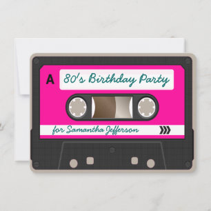 Invitation Retro 80s Cassette Bande Anniversaire Fête Invitat