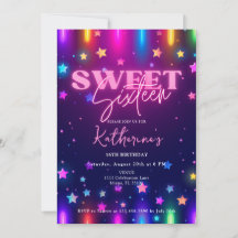 Retro 80s Neon Laser Glow Sweet 16 Seize