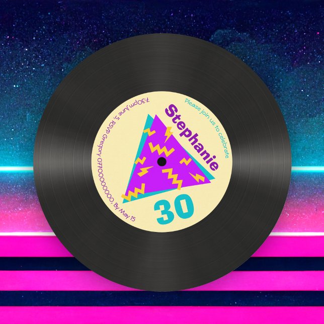Invitation Retro 80s Thématique 30e Anniversaire Faux Record (Créateur téléchargé)