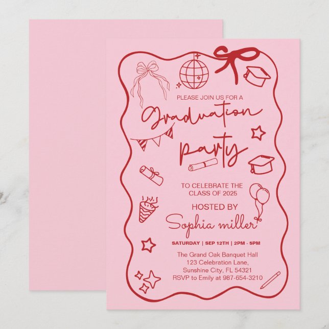 Invitation Rétro à la Fête de Remise des Diplômes  (Devant / Derrière)
