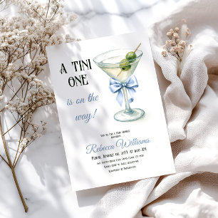 Invitation Retro A Tini One Martini Blue Bow Boy Baby shower