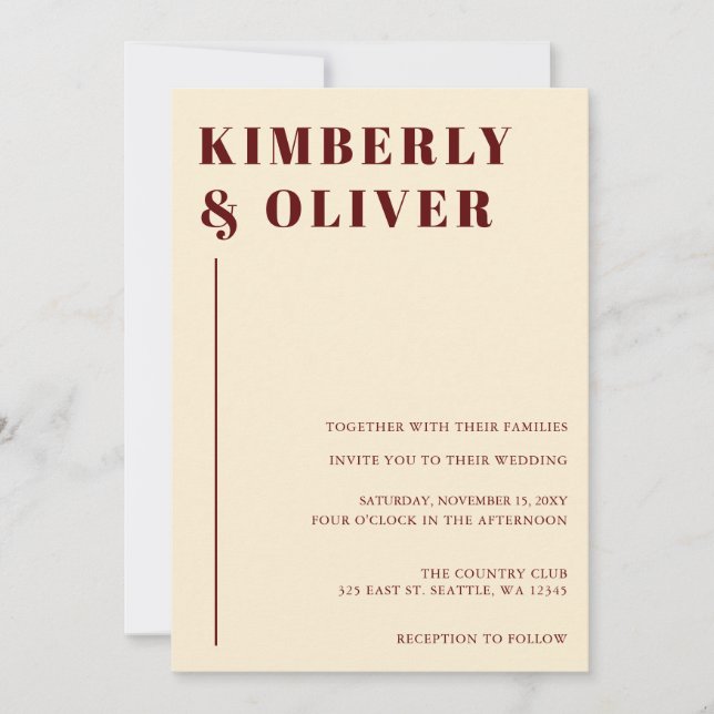 Invitation Retro Abstrait Terrain Terracotta Orange Mariage (Devant)