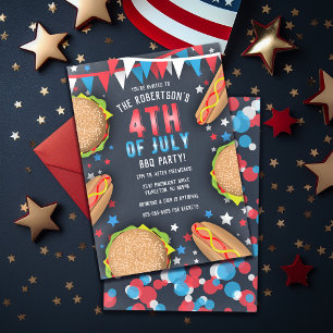 Invitation Retro American 4 juillet BBQ Party