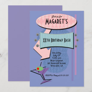 Invitation Retro Anniversaire Cocktail