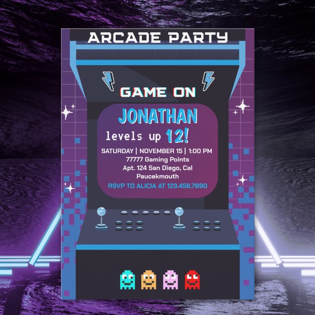 Invitation Retro Arcade Birthday Boy | Game On Party (Créateur téléchargé)