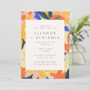 Invitation Retro Artsy Abstrait Mariage d'amusement botanique