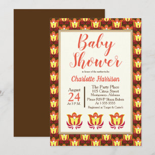 Invitation Rétro baby shower les années 70 floral super