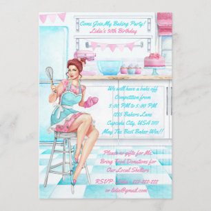 Invitation Retro Baking Cook Off Concours Anniversaire