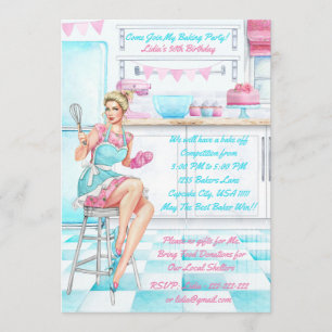 Invitation Retro Baking Cook Off Concours Anniversaire