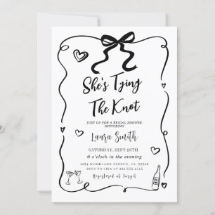 Invitation Retro Black Bow Elle noue la Fête des mariées de n