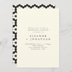 Invitation Retro Black White Carrelage géométrique Dîner de r