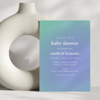 Retro Bleu Vert Gradient Cute Baby shower unique